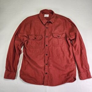 Mutual Weave Men's Red Flannel Long Sleeve Button Up Shirt Size Large